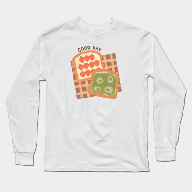 Strawberry Cream Cheese-Avocado Egg Toast Long Sleeve T-Shirt by aaalou